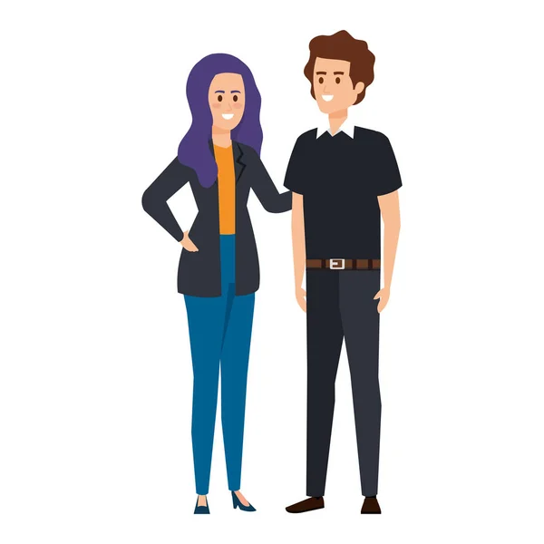 Young couple avatars characters — Stock Vector