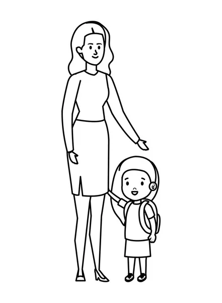 Junge Mutter mit kleiner Tochter — Stockvektor