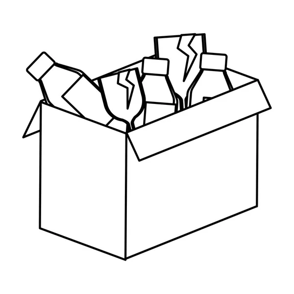 Schachtel Karton mit Glasflaschen — Stockvektor
