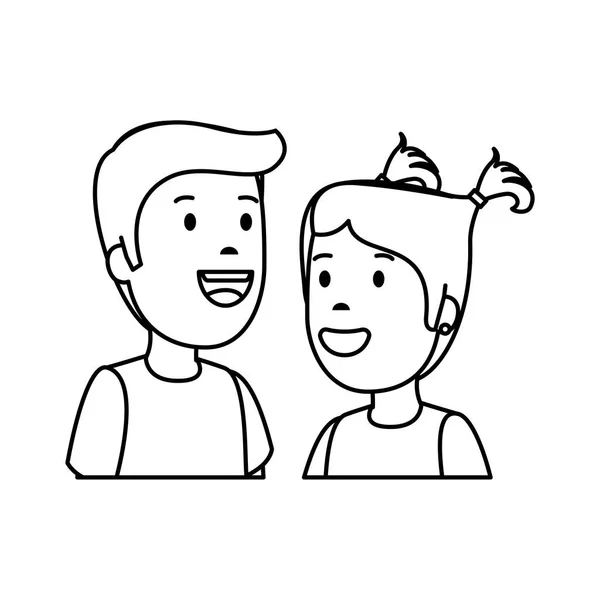 Niños pequeños pareja personajes — Vector de stock