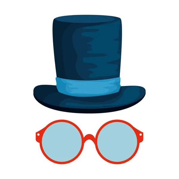 Brillen met Tophat hipster stijl — Stockvector