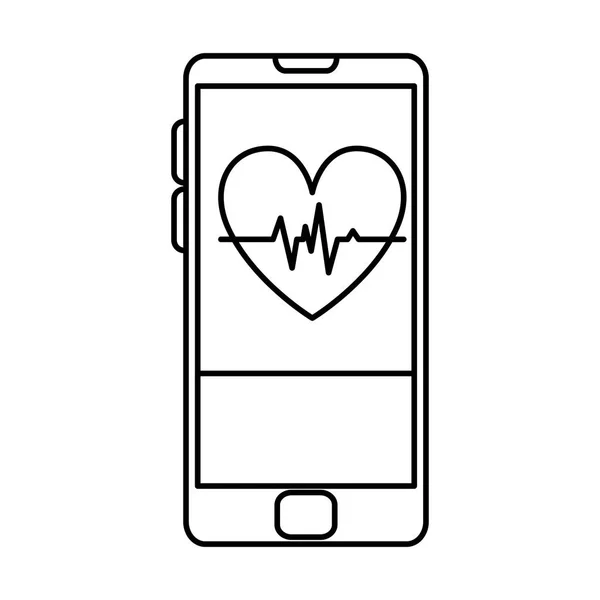 Smartphone com coração cardio health app — Vetor de Stock