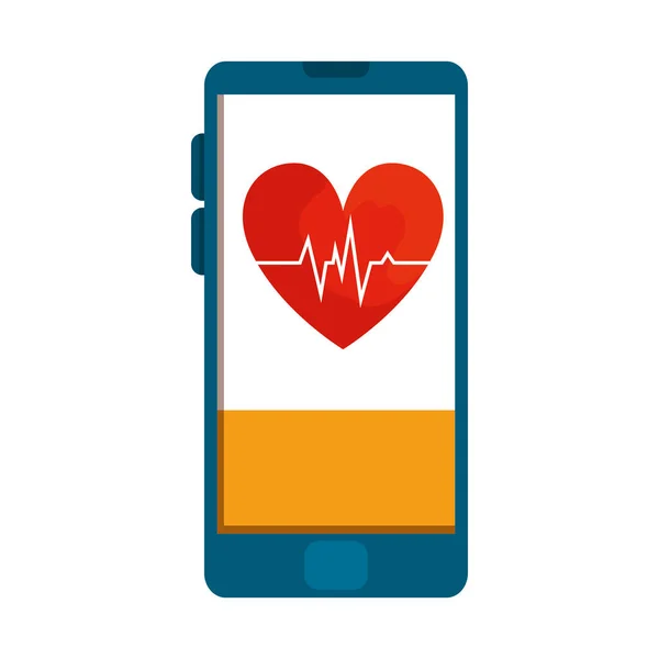 Kalp kardiyo sağlık uygulaması ile akıllı telefon — Stok Vektör