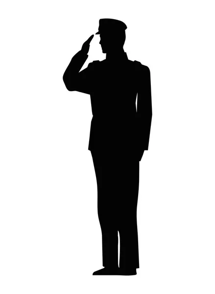 Silueta hombre militar icono — Vector de stock