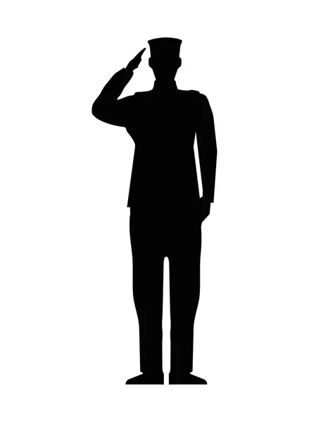 Militaire man silhouet pictogram — Stockvector