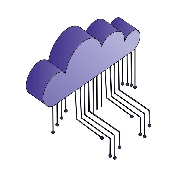 Cloud computing avec icône isométrique de circuit électronique — Image vectorielle