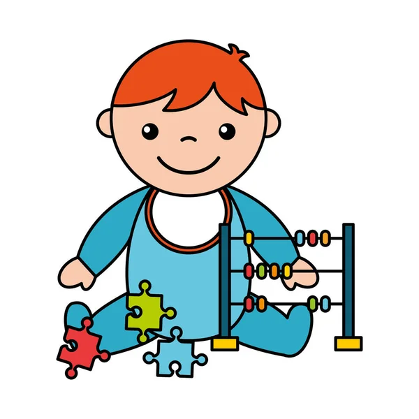 Дитячий хлопчик мародер головоломки іграшки — стоковий вектор