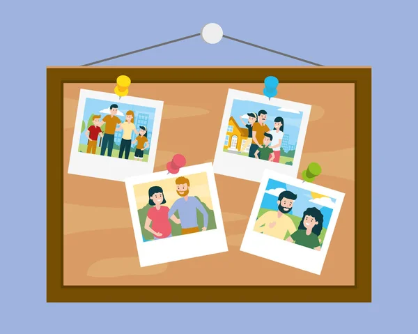 Tablero con fotos día de la familia — Vector de stock