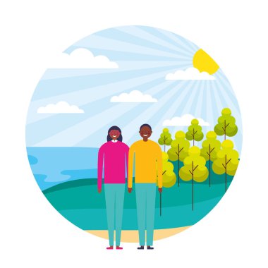 mutlu çift doğal peyzaj