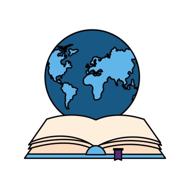 gezegen dünya simgesi ile açık kitap