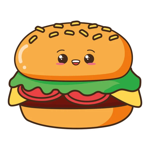 Kawaii hamburguesa de dibujos animados — Archivo Imágenes Vectoriales