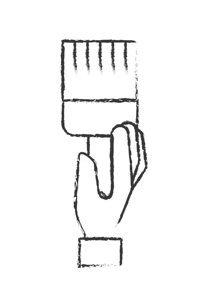 Рука держит кисть художественной — стоковый вектор