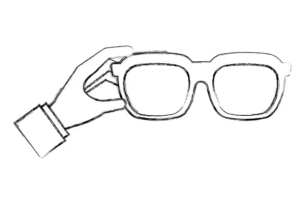 Mão segurando óculos acessório elemento óptico — Vetor de Stock