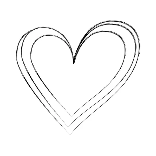 Lineáris rajzfilm kézzel rajzolt szív doodle — Stock Vector