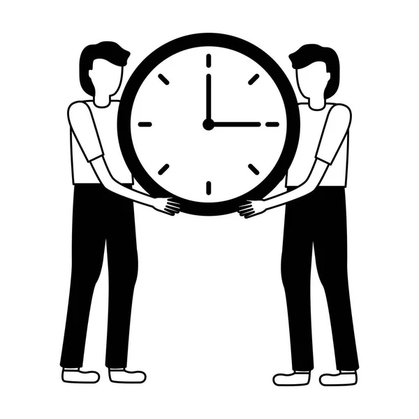 Hombres de negocios sosteniendo reloj — Vector de stock