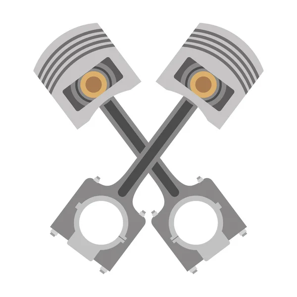 Twee gekruiste zuigers onderdelen autodesign image — Stockvector