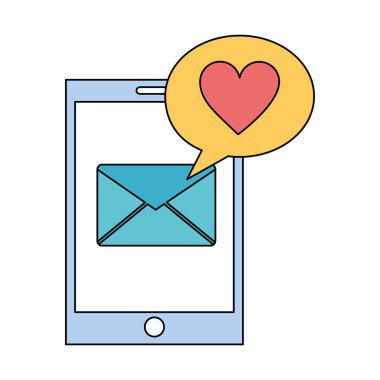 Zarf posta ve set simgeleri ile akıllı telefon