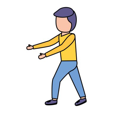 Adam ayakta duruyor.