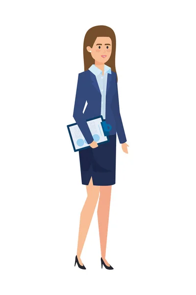 Élégante femme d'affaires avec des documents — Image vectorielle
