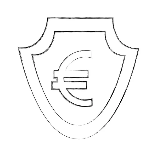 Escudo con símbolo euro icono aislado — Archivo Imágenes Vectoriales