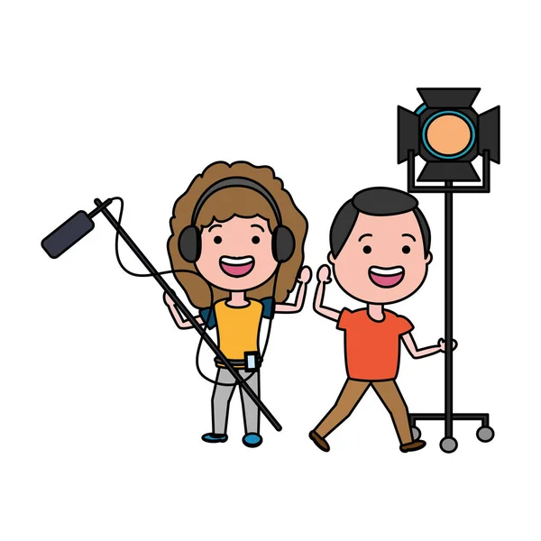 Couple with movie objects avatar character — Stock Vector