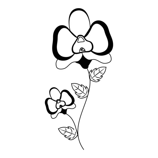 Fleur avec tige et feuilles — Image vectorielle