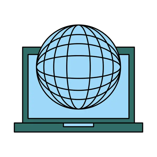 Portátil mundo de la computadora sobre fondo blanco — Archivo Imágenes Vectoriales