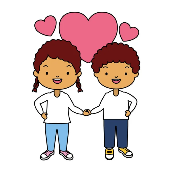 Niños felices con corazones — Vector de stock