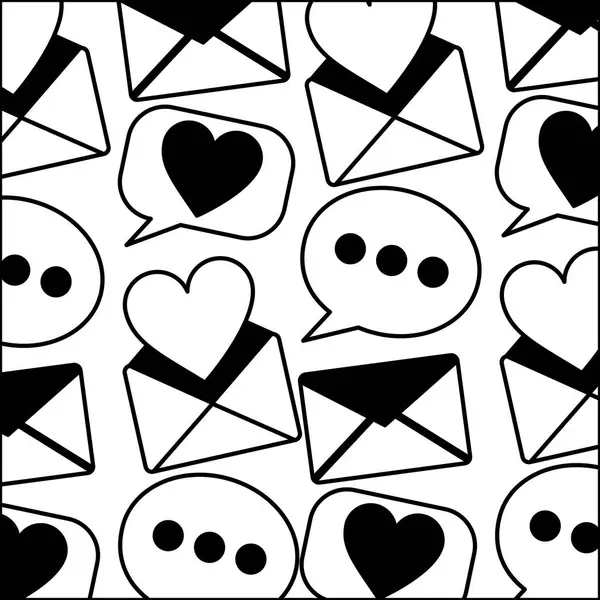 Envelope mail com coração e padrão de bolha de fala — Vetor de Stock