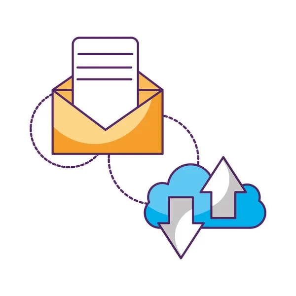 Облачные вычисления сообщения электронной почты для загрузки хранения данных — стоковый вектор