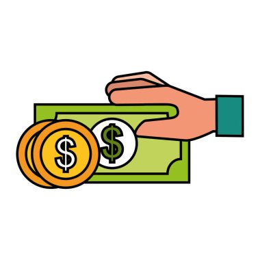 El banknot ve paralar para online alışveriş tutan