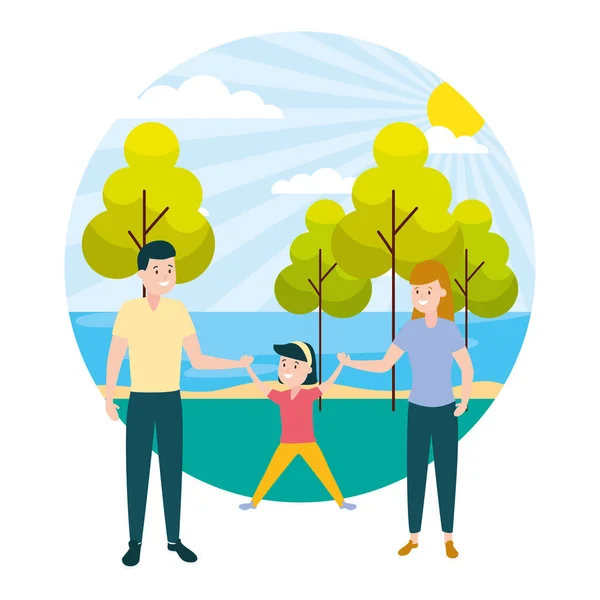 Familia personas al aire libre — Vector de stock