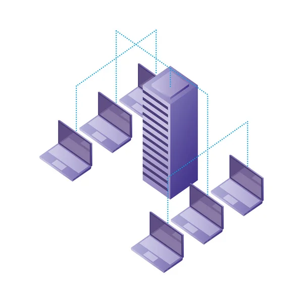 Conexión de servidor de base de datos transferencia de datos portátiles red — Archivo Imágenes Vectoriales