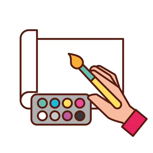 グラフィック デザイナーの手ブラシ カラー塗装 — ストックベクタ