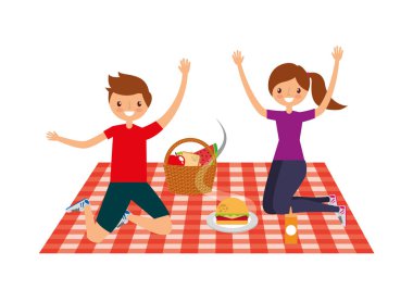 piknik günü sahnesinde çift