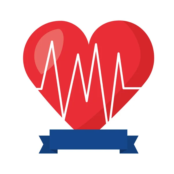 Kardiologia serca wstążka — Wektor stockowy