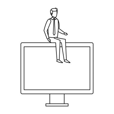 bilgisayar ekranında oturan zarif işadamı