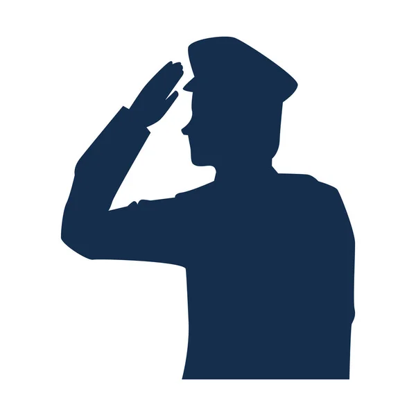 Silueta hombre militar icono — Vector de stock