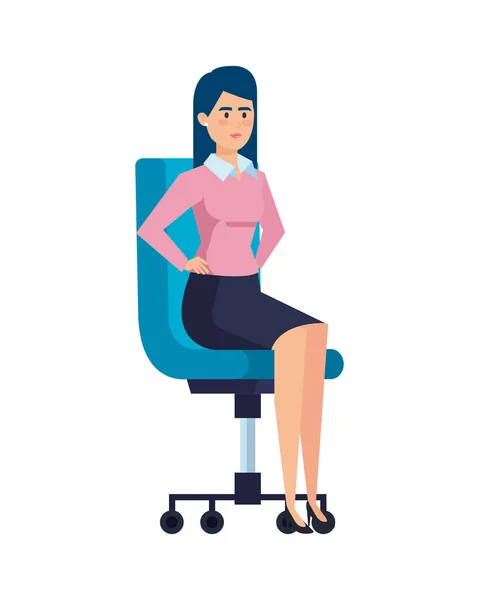 Élégante femme d'affaires assise dans une chaise de bureau — Image vectorielle