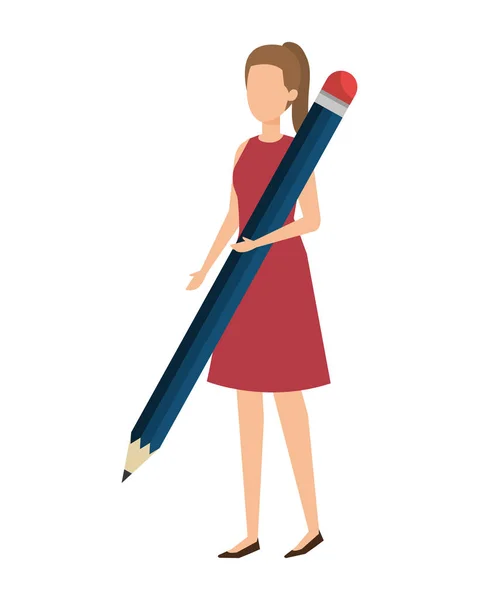 Élégante femme d'affaires avec crayon — Image vectorielle