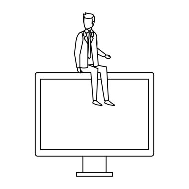 bilgisayar ekranında oturan zarif işadamı