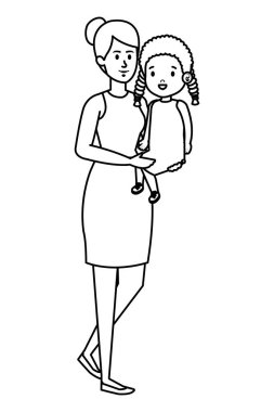 Küçük kızı olan genç bir anne.