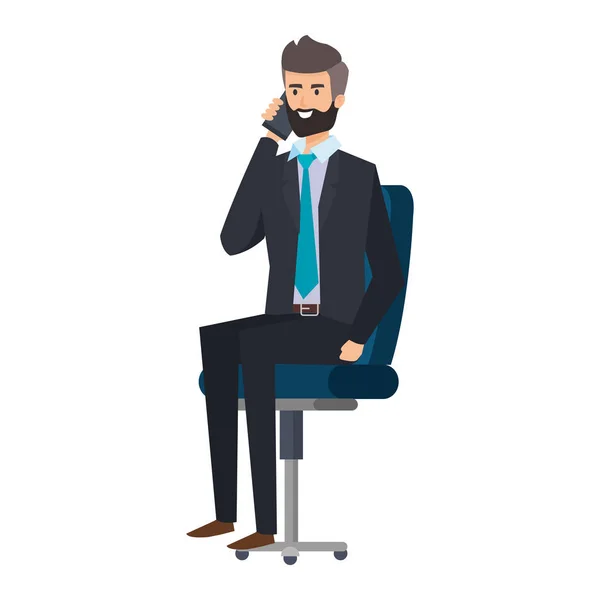 Elegante hombre de negocios sentado en la silla de oficina — Vector de stock