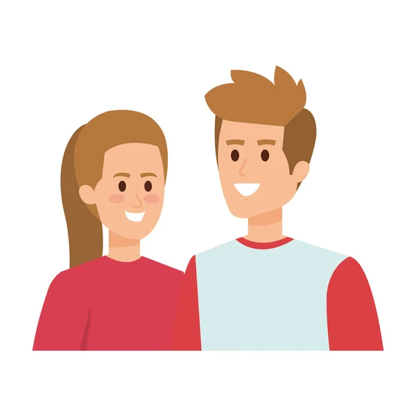 Jóvenes avatares pareja personajes — Vector de stock