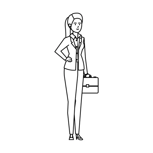 Elegant businesswoman with portfolio — Stock Vector
