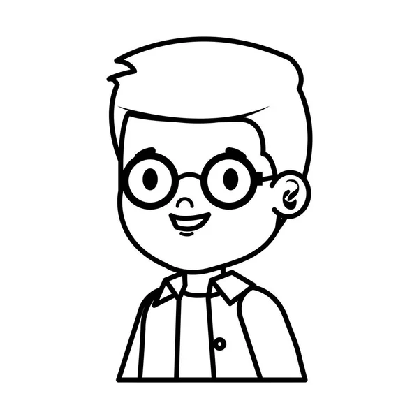 Liten pojke unge med glasögon karaktär — Stock vektor
