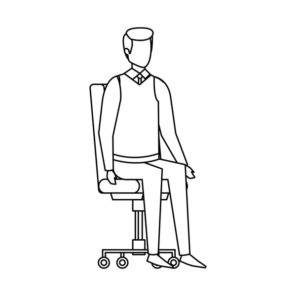 Élégant homme d'affaires assis dans la chaise de bureau — Image vectorielle