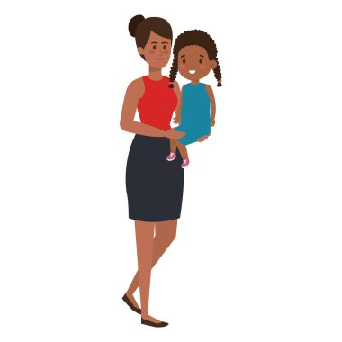 küçük kızı karakterleri ile Afrikalı anne