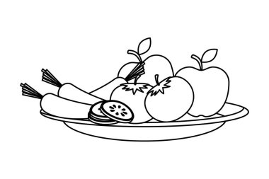 sebze ve meyve salatası ile yemek