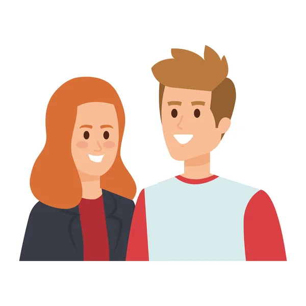对年轻的夫妇化身字符 — 图库矢量图片